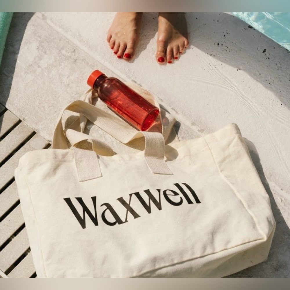 WAXWELL Off White Canvas Tote Bag